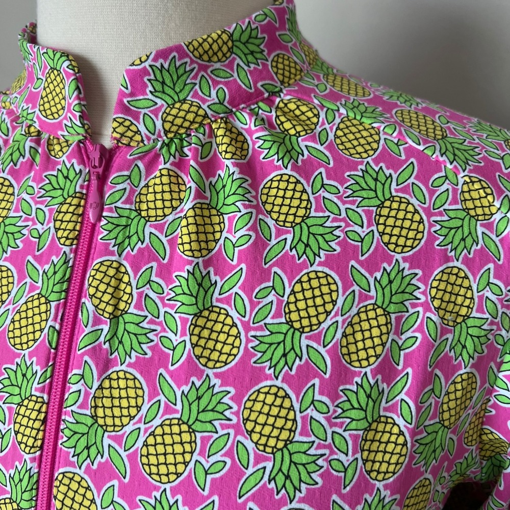 IBKUL Womens Pink Pineapple Print UPF 50+‎ Quarter Zip Golf Sporty Dress Small - Picture 4 of 15